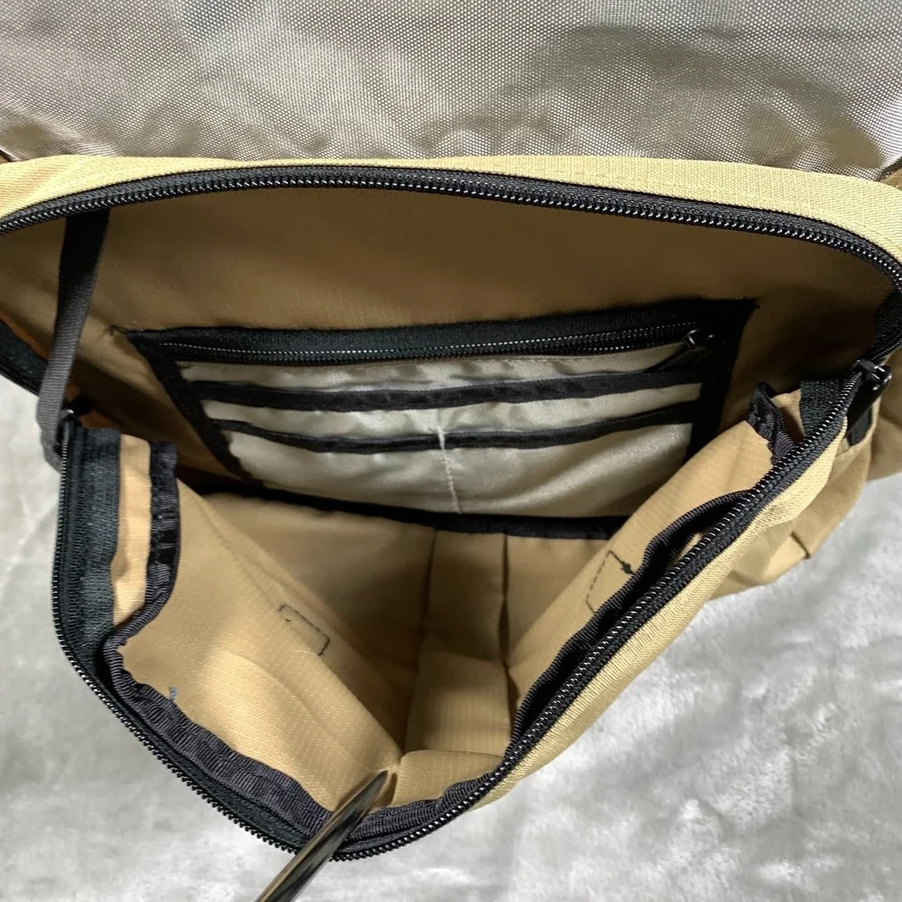 LL Bean Crossbody Messenger Bag Tan Black Satchel Travel Diaper Ripstop Nylon